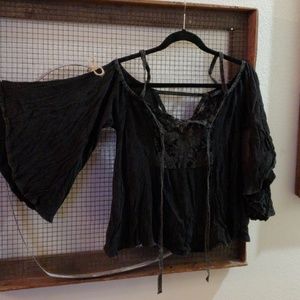 Black whimsical with lace crop top